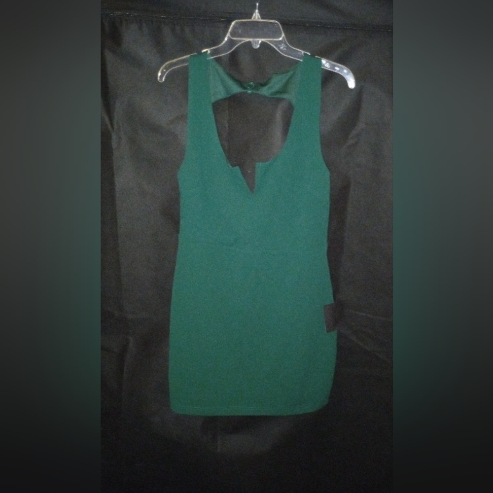 NWT Lulu's Dark Green Sleeveless Halter Neck Backless Sheath Dress Size XL